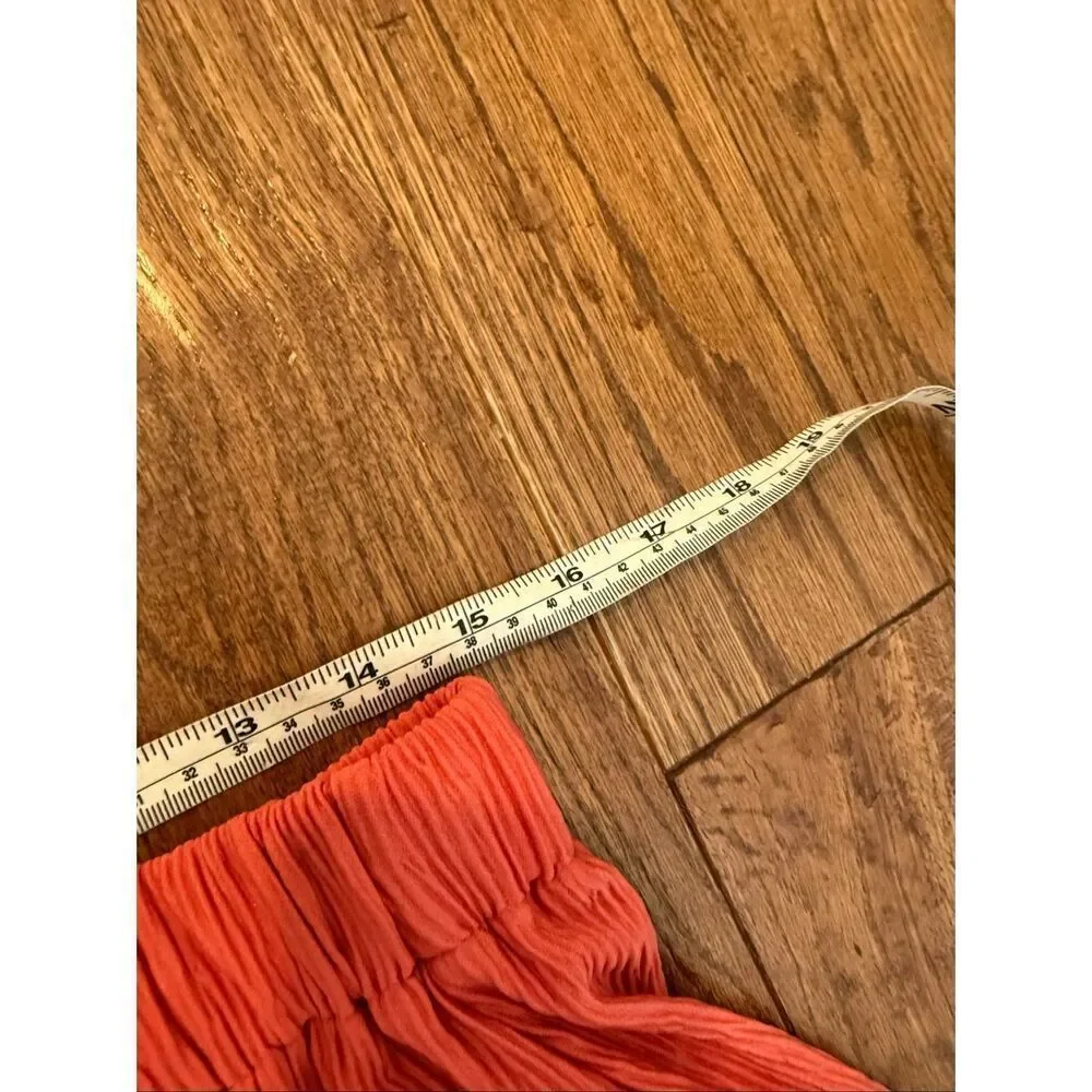 Loft crinkled high waist midi skirt size M pink